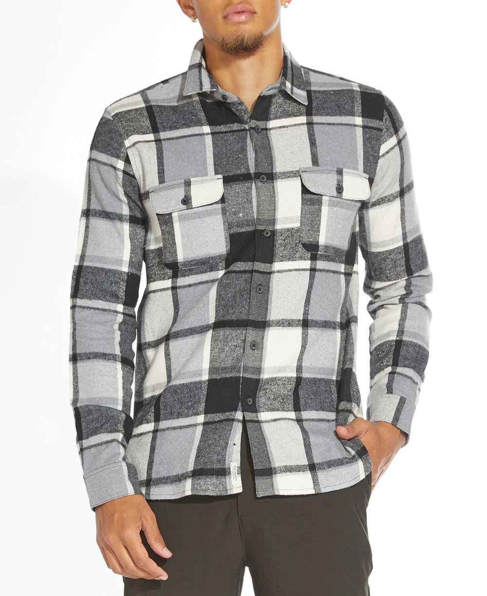 Civil Society Multi Grey Plaid Flannel Button Up Shirt/2820